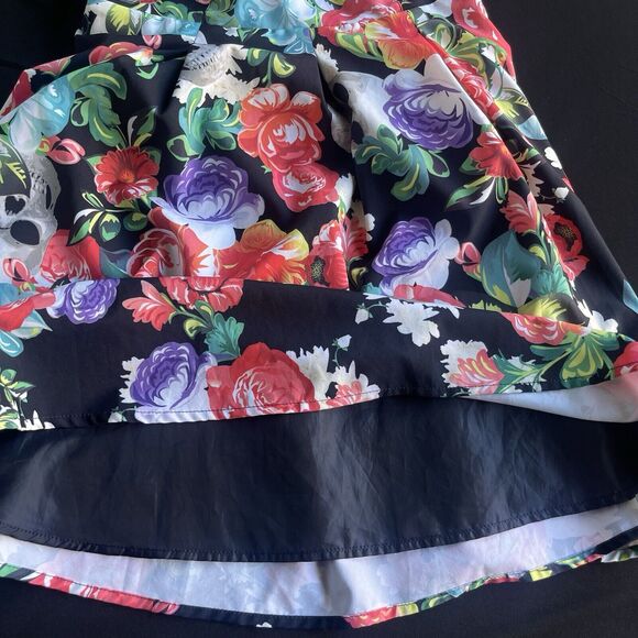 Iron Fist Roaming Hearts Skull Dress Womens Medium Whimsygoth Floral Bow V-neck - Picture 6 of 14